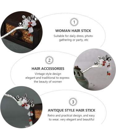 STOBOK 1pc Leaf Flower Metal Hair Stick Vintage Hair Forks Vintage Hair Accessories Vintage Hair Chopstick Chignon Pin Japanese Hair Accessories Hair Cape China Agate Women's Alloy - Buy Online on GoSupps.com