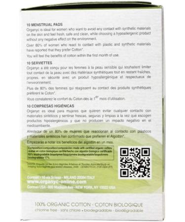 Organyc Organic Cotton Sanitary Pads Heavy Flow Night - 10 Count Box - Buy Online on GoSupps.com