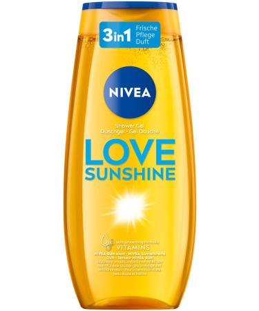 NIVEA LOVE Sunshine care shower (250 ml) pH-skin-neutral shower gel with vitamin C&E moisturizing shower bath with the classic Nivea sunscreen fragrance mint 250 ml (1 Pack)