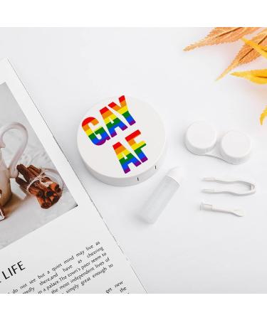 LGBT Gay Pride AF Round Case For Contact Lens Kit Storage Box with Mirror Printed - Buy Online on GoSupps.com