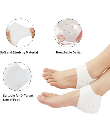 WishLotus Soft Silicone Gel Heel Protectors - 2 Pairs, Breathable & Stretchable with Small Holes for Blister Prevention & Pain Relief - 4Pc (White) - Buy Online on GoSupps.com