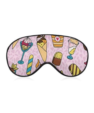 Ice Cream Sleep Mask Eye Cover for Sleeping Blindfold with Adjustable Strap Blocks Light Night Travel Nap for Men Women