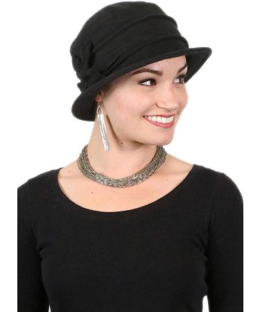 Fleece Flower Cloche Hat for Women - Black | Cancer Headwear Chemo Ladies Head Coverings - Buy Online on GoSupps.com