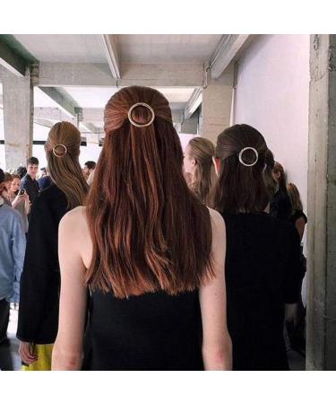 Buy Minkissy Geometric Hair Clips - 2-Piece Alloy Ponytail Holders & Head Jewelry for Women - Golden & Silver - Buy Online on GoSupps.com