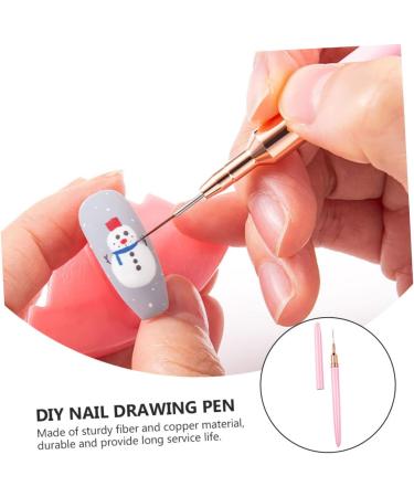 Healeved Nail Art Drawing Pen Nail Art Dotting Tool Para U as Nail Pens for Nail Art Rhinestone Tool Thin Nail Art Brush Liner Nail Gel Brush for Acrylic Nails Fiber Wool Fine Tip Stroke 17.9x1cm Pink 2 - Buy Online on GoSupps.com