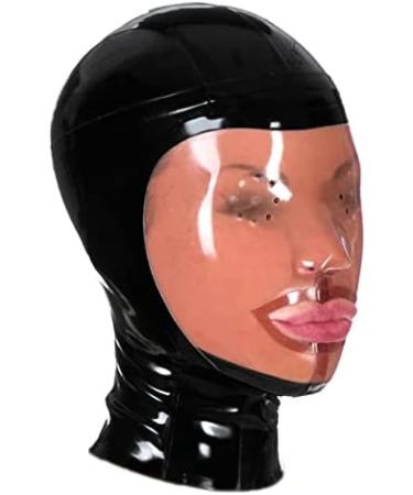 Latex hood rubber mask with full cover and party latex mask with mouth-socket silver and black XX-Large Silver and Black XXL