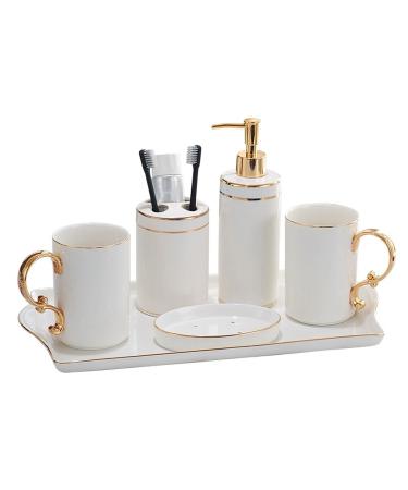 Soap Dispenser Modern White 6-Piece Set Ceramic Kitchen Soap Dispenser for Home Hotel Bathroom Kitchen Hotel Bathroom Accessories Bathroom Soap Dispenser