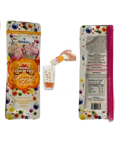 Popping Instant Boba Pearls Bubble Tea Tapioca Balls Vegan - Real Fruit Juice Flavors - Party Kit Drink & Dessert Topping - Single Serve Travel Size - Individual Packages - Mango, Passion Fruit, Pineapple, Orange, Pink Lemonade, Watermelon - Buy Online on GoSupps.com