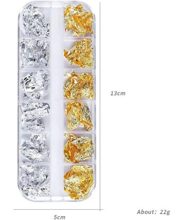 12Grid Gold Glitter Flakes DIY Nail Art Decorations Nail Gold Foil Irregular Aluminum Sequins Ultra-thin(CB03) - Buy Online on GoSupps.com