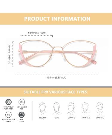 Buy Retro Blue Light Blocking Cat Eye Glasses - Anti Eyestrain & UV Protection | Trendy Metal Frame Gold-Pink | International Shipping - Buy Online on GoSupps.com