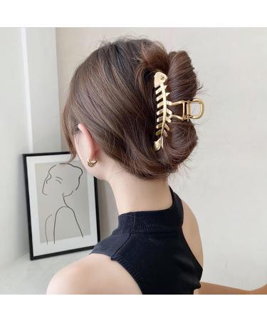 KuuGuu 4 PCS Large Metal Fish Bone Hair Clips - Non-slip Hair Claw Clips for Thick and Thin Hair Styling - Hair Accessories and Decoration - Buy Online on GoSupps.com