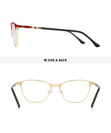 OLIEYE Cat Eye Reading Glasses for Women - Retro Design Computer Readers with Spring Hinges Red-53 4.0x - Buy Online on GoSupps.com