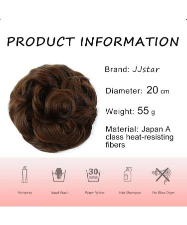 JJstar Messy Hair Bun Scrunchies for Women & Girls - Medium Brown Curly Wavy Synthetic Chignon Accessories - Buy Online on GoSupps.com