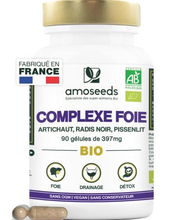 Organic Liver Detox | Powerful Detoxifying Draining Improves Digestion | Artichoke Black Radish Dandelion | 90 Vegan Capsules | Superior Quality Made in France