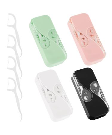 4 pieces of portable tooth powder toothproofing tooth floss pick adult travel tooth flap pocket keeper box toothpick holder for at home travel or