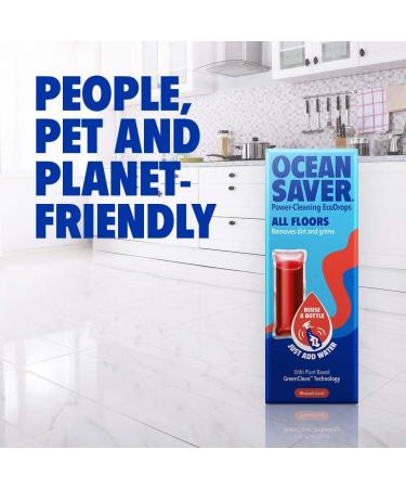 OceanSaver All Purpose Floor Cleaning Spray Starter Kit - Rhubarb Coral Scent | Plant Based & Cruelty-Free | 3 Refills, 1 Prevented Ocean Plastic Bottle | Eco-Friendly Floor Cleaner - Buy Online on GoSupps.com