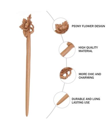 Vintage Wooden Hair Chopsticks - Peony Updo Hairpin for Girls | International Shipping - Buy Online on GoSupps.com