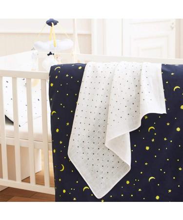 Bornino Basics Mullwindeln 80x80 cm - Clouds & Stars (3-Pack) | Pure Cotton Mull Towels for Ceiling & Sun Protection - Blue Marine - Buy Online on GoSupps.com