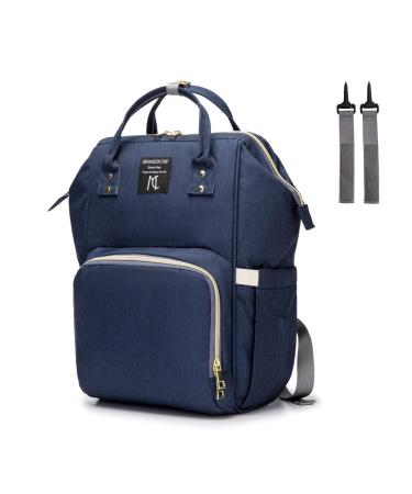 Mooedcoe Baby diaper backpack casual diaper bag multifunctional large capacity baby bag waterproof travel backpack for on the go navy blue