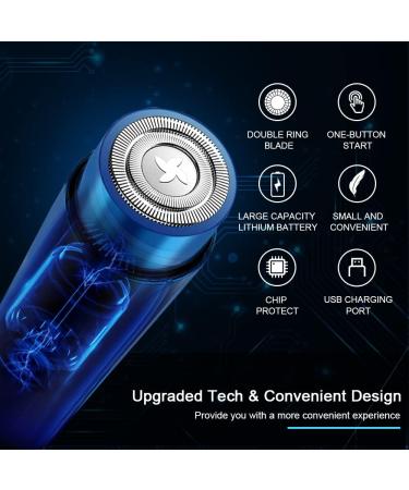 ARECTECH Mini Portable Electric Shaver for Men - USB Rechargeable Cordless Razor with LED Display | Ideal Travel Touch-Up Shaver - Blue - Buy Online on GoSupps.com