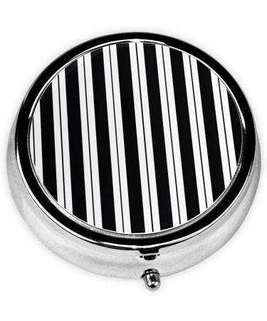 Black & White Stripe Mini Pill Box - 3 Compartment Travel Organizer | Portable Medicine Case for Home & Office - Buy Online on GoSupps.com