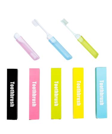 TEEGXDY 5PCS travel toothbrush with toothbrush fall soft movable travel toothbrush fold toothbrush suitable for family trips camping school