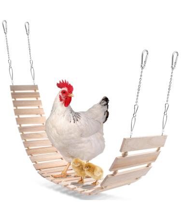 KATUMO Chicken Swing Chicken Perch Chicken Ladder for Coop Natural Wood Chicken Toy Chicken Coop Accessory Bird Swing for Chickens, Birds, Parrots, Total Length 112cm/44.09'' Plain