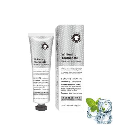Premium Whitening Toothpaste Refresh Mint Flavor Peroxide-Free Formula for Sensitive Teeth Natural Stain Removal 4 oz (1)