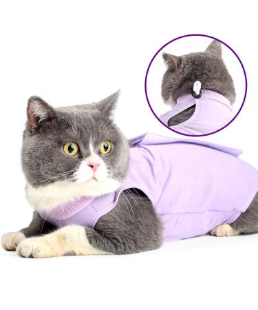 Ouuonno cat wound surgery recovery suit for abdominal wounds or skin diseases after operations pajama suit e-neck band alternative for cats and dogs size L violet violet l