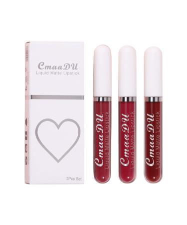 Vimoli 3 colors waterproof matt liquid lipstick set waterproof long-lived lip gloss non-stick-cup lip gloss kissing nourishing lipstick out drying with lipstick lipstick for unit size