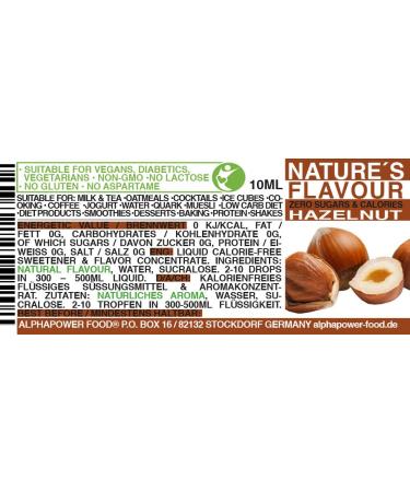 Flavor Drops Hazelnut - 100% Natural Food Aroma Zero Calories & Sugar - Ideal for Baking Water & Curd - 10ml Pack - Buy Online on GoSupps.com