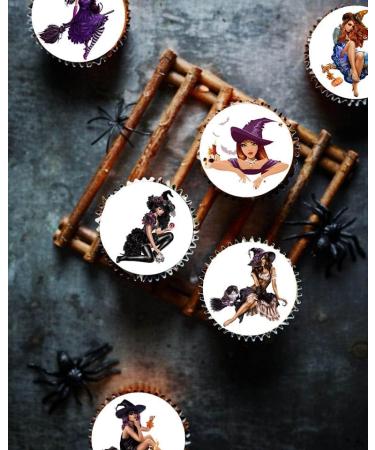 24 x Pre-Cut Halloween Mix 12 Edible Stand up Wafer/Rice Paper Cupcake Toppers Birthday Party Cake Decorations Witches - Buy Online on GoSupps.com