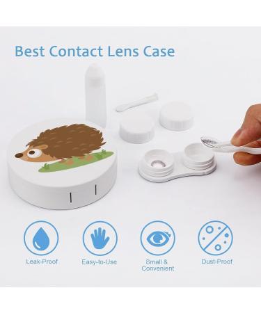 Cartoon Hedgehog Round Case For Contact Lens Kit Storage Box with Mirror Printed - Buy Online on GoSupps.com