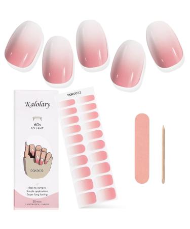 Kalolary Gel Nail Polish Strips Nail Gel Art Sticker Waterproof Full Nail Wraps Decal Sets with Nail File and Stick for Women Girls Nail Art Decor (UV/LED Lamp Required) (Gradient Pink)