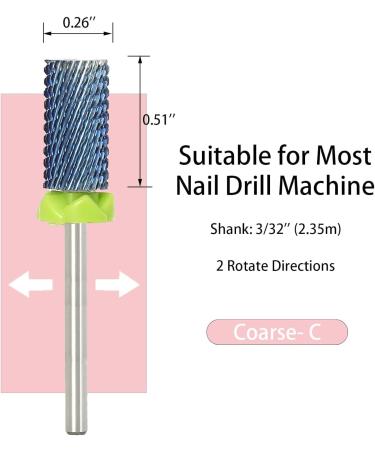 Akylin Carbide Nail Drill Bits - 3/32' Fast Remove for Acrylic/Hard Gels for Manicure Pedicure Cuticle Gel Polishing Salon Bits-Left and Right Hand(Coarse) Coarse-C Type-D - Buy Online on GoSupps.com