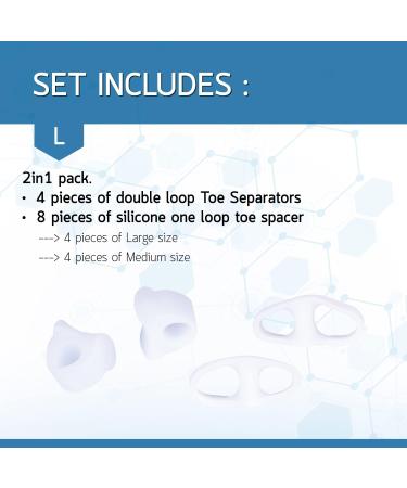 BENNARA Toe Straightener Set - 8pc Toe Separators for Hammer Toe, Overlapping Toe, Pedicure, Yoga - Bunion Corrector for Men and Women - Buy Online on GoSupps.com