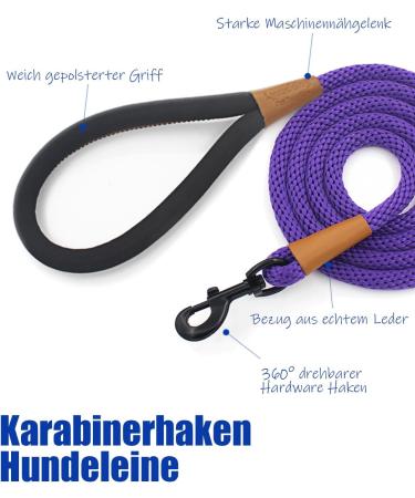 Lynxking Tow Lines for Dogs - Durable Dog Leash Retrievable Lead Liner for All Sizes (Purple 1.3cm x 180cm) - Perfect for Small Medium & Large Dogs - Buy Online on GoSupps.com
