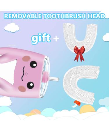 Kids Electric U-Shaped Ultrasonic Toothbrush | 6 Modes | IPX7 Waterproof | Rechargeable | 2 Brush Heads | Child Birthday Gift (Pink) - Buy Online on GoSupps.com