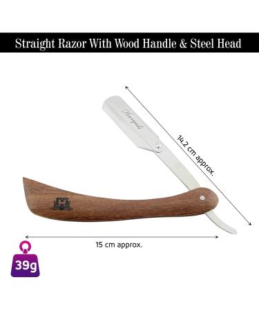 Haryali London Razor Set with Wooden Handle - 10 Blades & Case | Professional Wet Shaving Beard Knife for Men | Tight & Clean Shave - Buy Online on GoSupps.com