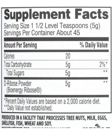 Whole Foods Market D-Ribose 8 oz | Premium Energy Support Supplement - Buy Now - Buy Online on GoSupps.com