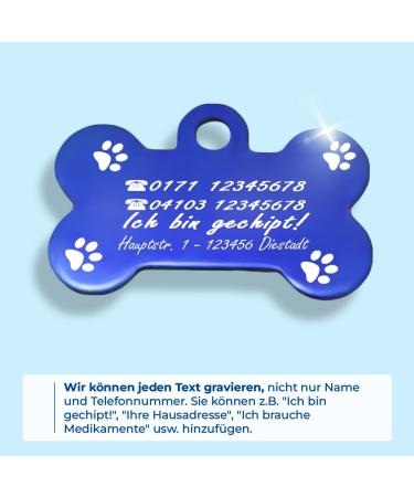 Ibera Gifts - Personalized Bone-Shaped Dog & Cat Pendants | Engraved Collars for Medium to Large Pets (Blue Paws) - Buy Online on GoSupps.com