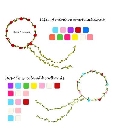 FEPITO 16 Pieces Flower Crown Headband Garland - Perfect for Festivals & Weddings - Buy Online on GoSupps.com