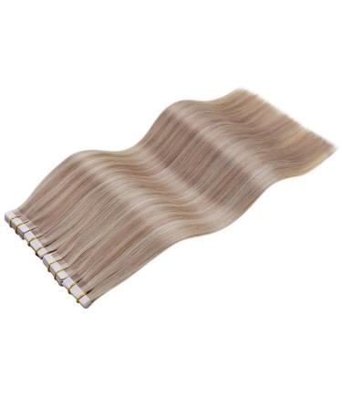 Laavoo Invisible Tape Extensions | Real Hair Blonde | Seamless Tape-In Hair Extensions | Light Blonde Highlights | 50g #P18/613 | 20pcs 50cm - Buy Online on GoSupps.com