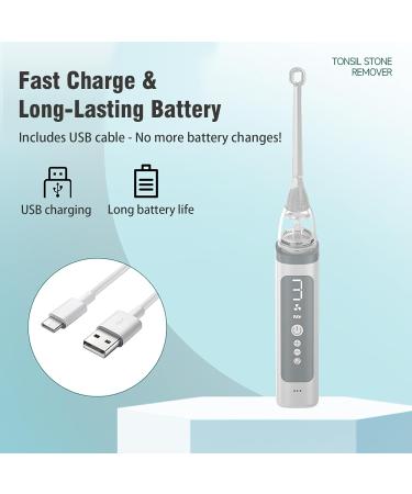 Electric Tonsil Stone Remover Kit - 5 Silicone Tips 3 Suction Levels Rapid USB-C Charging Integrated LED - Gentle & Painless for Home Use Doctor Recommended - Buy Online on GoSupps.com