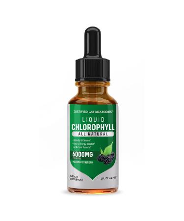 Justified Laboratories Liquid Chlorophyll Drops 6000MG Maximum Strength Green Concentrate Packed with Antioxidants Minerals and Vitamins 2 FL OZ Bottle (1 Bottle) 2 Fl Oz (Pack of 1)