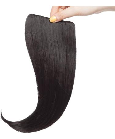 Side Clip In On Bangs Fringe Hair Extension One Piece Synthetic Slanted Fringe Hairpiece Hair Accessories For Womens Dark Black Dark Black Slanted Bangs - Buy Online on GoSupps.com