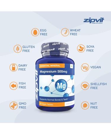 Organic Vegan Magnesium 500mg Tablets - 90 Count Jar | 3-Month Supply for Muscle and Bone Health Support - Buy Online on GoSupps.com