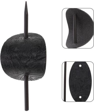 Leather Hair Barrettes - Hair Barrette with Stick | Vintage Faux Leather Hair Clips | Oval Shape Leather Ponytail Holders | Ponytail Hair Clip Hairpin with Retro Style | Hair Slider for Women Girls black - Buy Online on GoSupps.com