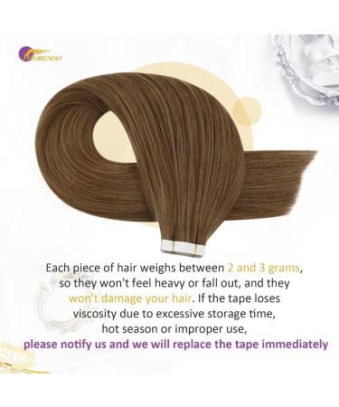 Moresoo Tape In Extensions Real Hair #8 - Brown 55cm Remy Hair Extensions - Thick 10 Pieces (25g) - Light Brown Tape Hair Extensions - Buy Online on GoSupps.com