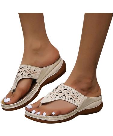 Willisos Women's Arch Support Orthopedic Sandals - Beige, Size 8, Clip Toe Flip Flops - Buy Online on GoSupps.com